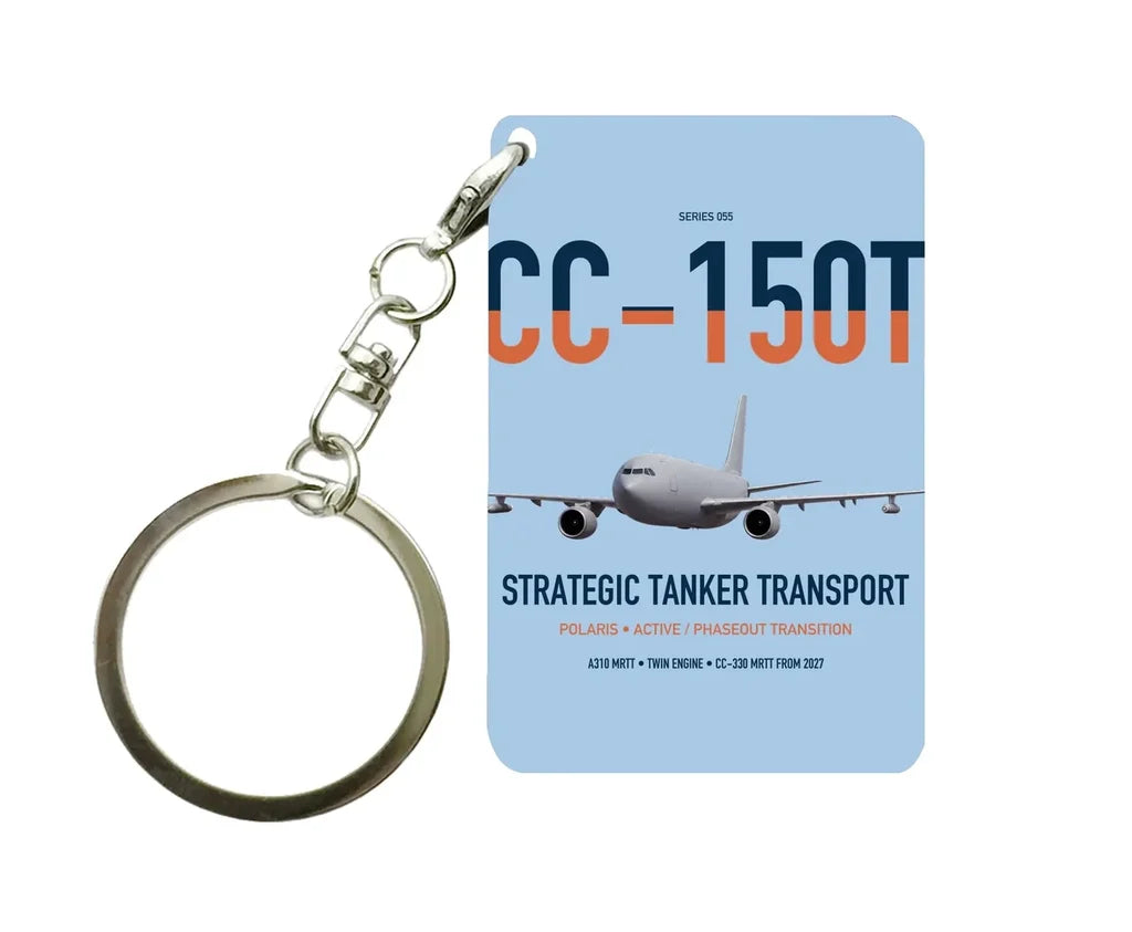 Airbus CC-150T Polaris design on light blue designed key chain, double-side print