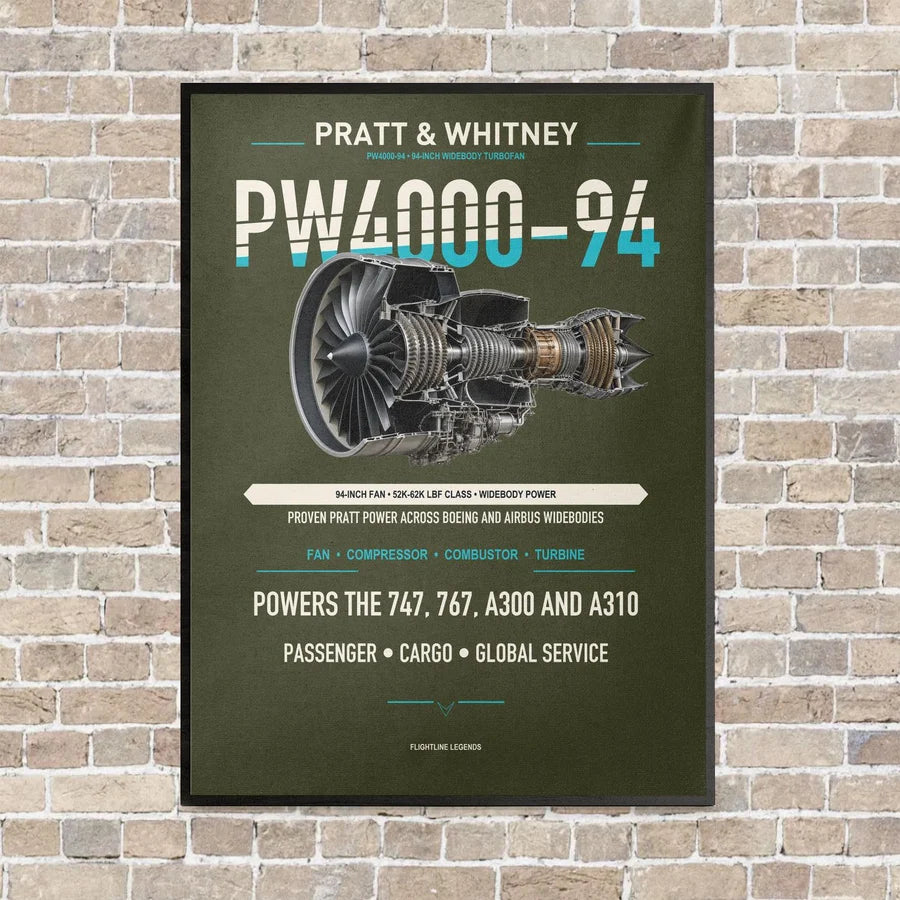 PW4000-94 vertical canvas print - framed - green army background
