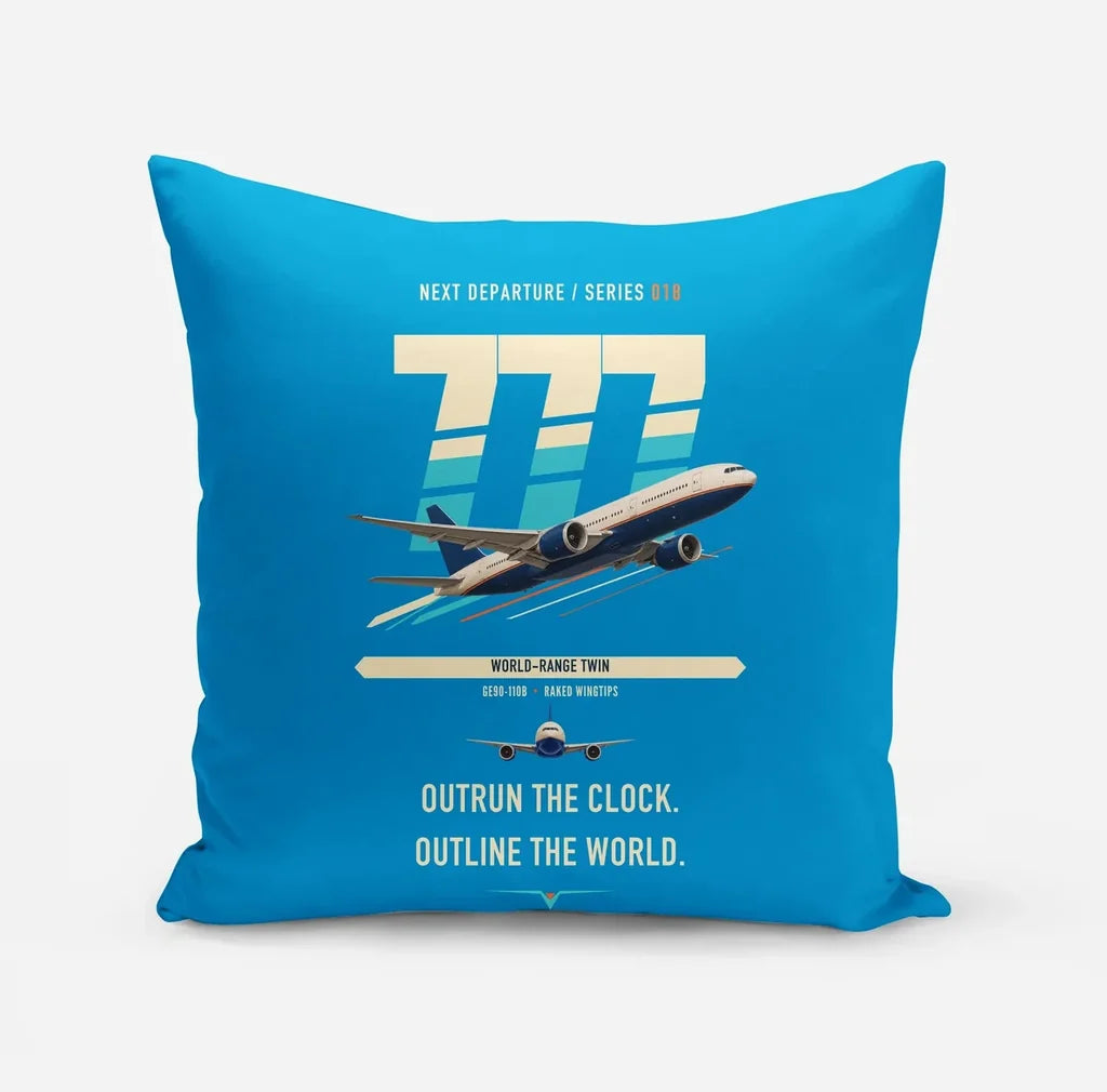 Boeing 777-200LR design on turquoise pillow