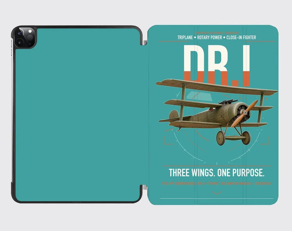 Fokker Dr.I design on turquoise ipad tablet case