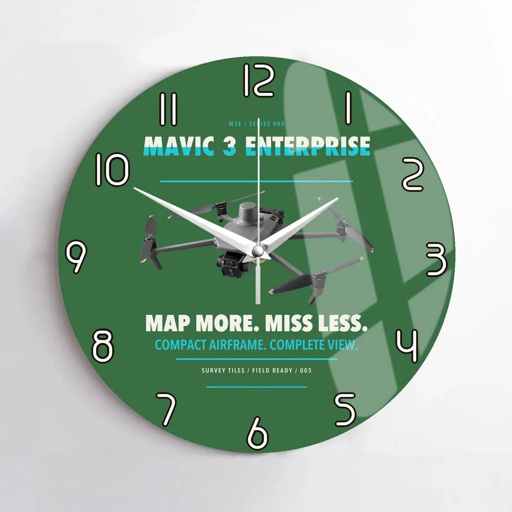 DJI Mavic 3 Enterprise design on green no frame wall clock