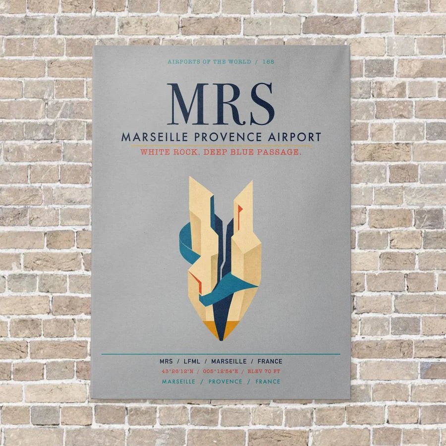 Marseille Provence Airport MRS vertical canvas print - no frame - light gray background