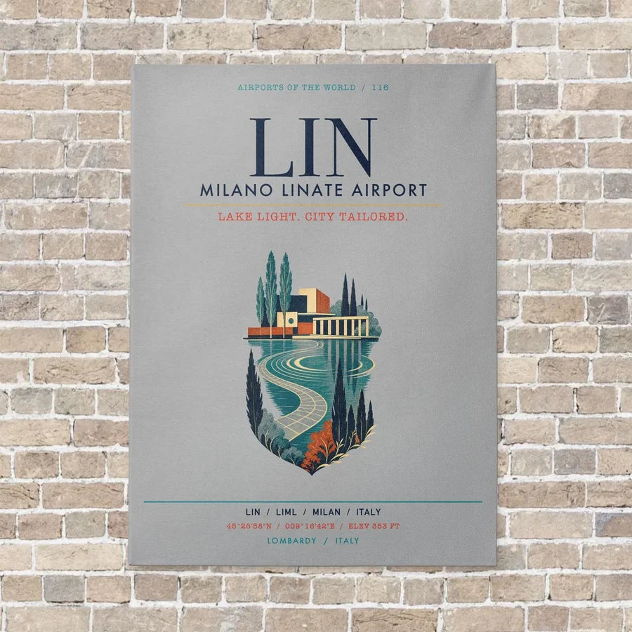 Milano Linate Airport LIN vertical canvas print - no frame - light gray background
