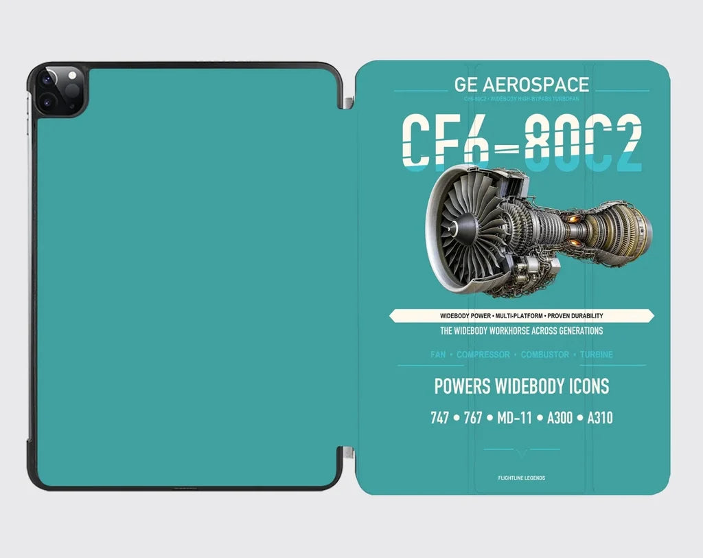 CF6-80C2 design on turquoise ipad tablet case