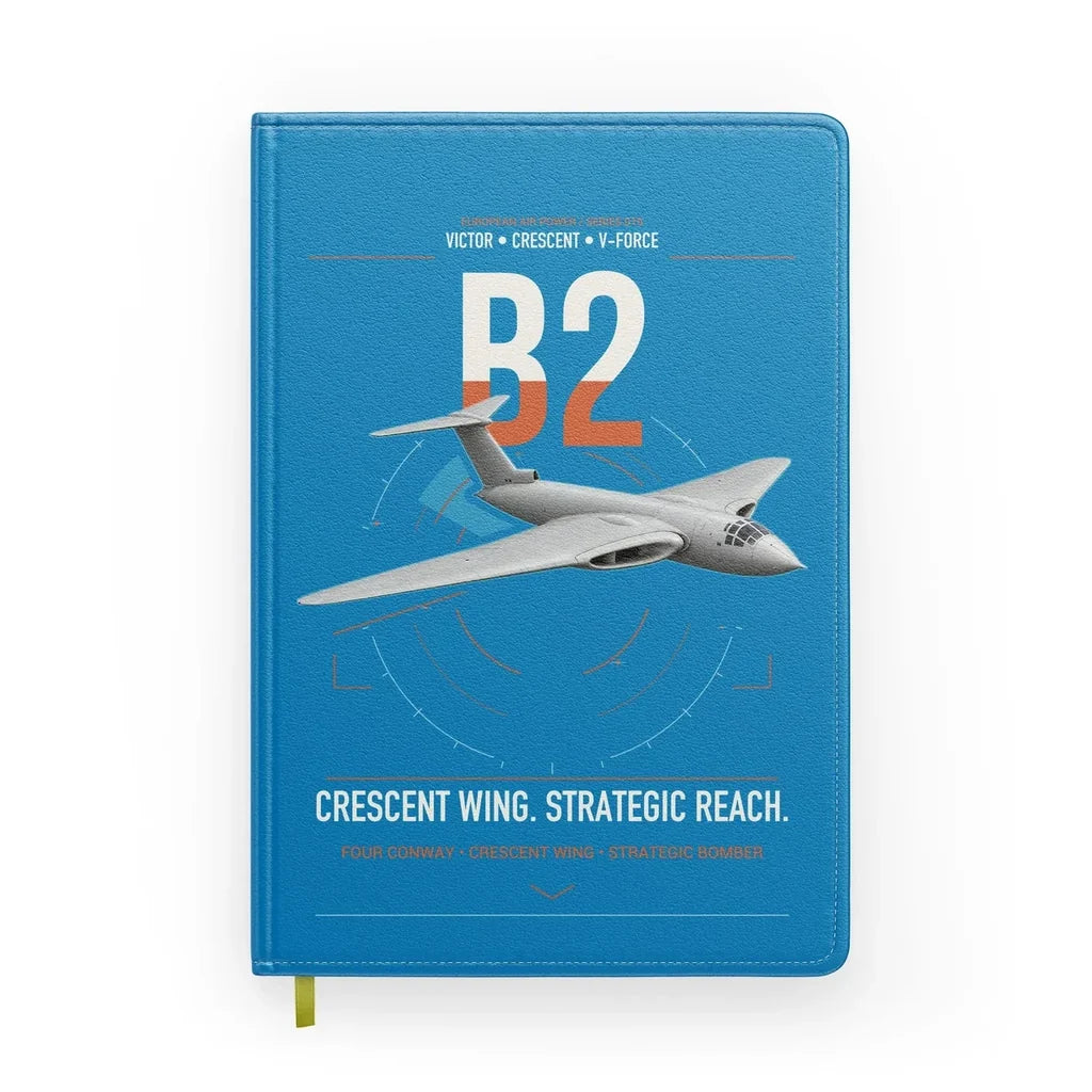 Handley Page Victor B2 design on turquoise notebook