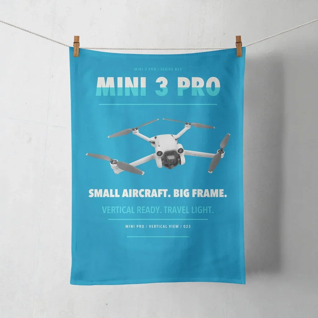 DJI Mini 3 Pro design on turquoise towel