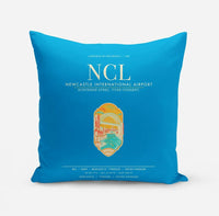 Thumbnail for Newcastle International Airport (NCL) design on turquoise pillow