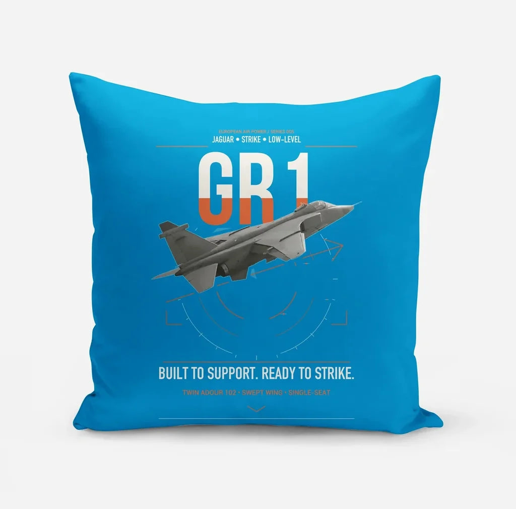 SEPECAT Jaguar GR1 design on turquoise pillow