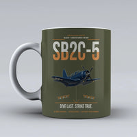 Thumbnail for SB2C-5 Helldiver design on green army ceramic mug, double-side print