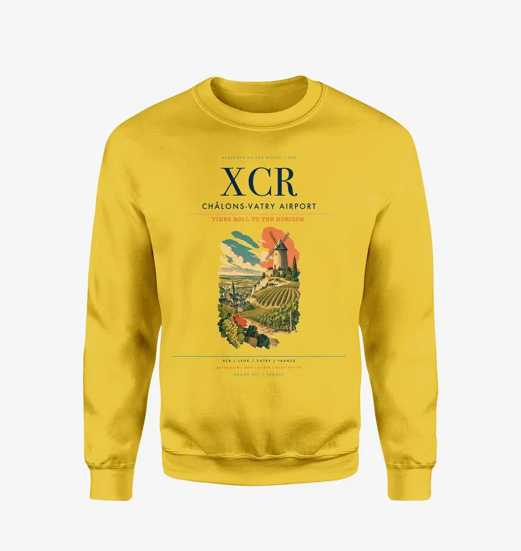 Châlons-Vatry Airport (XCR) design on yellow sweatshirt