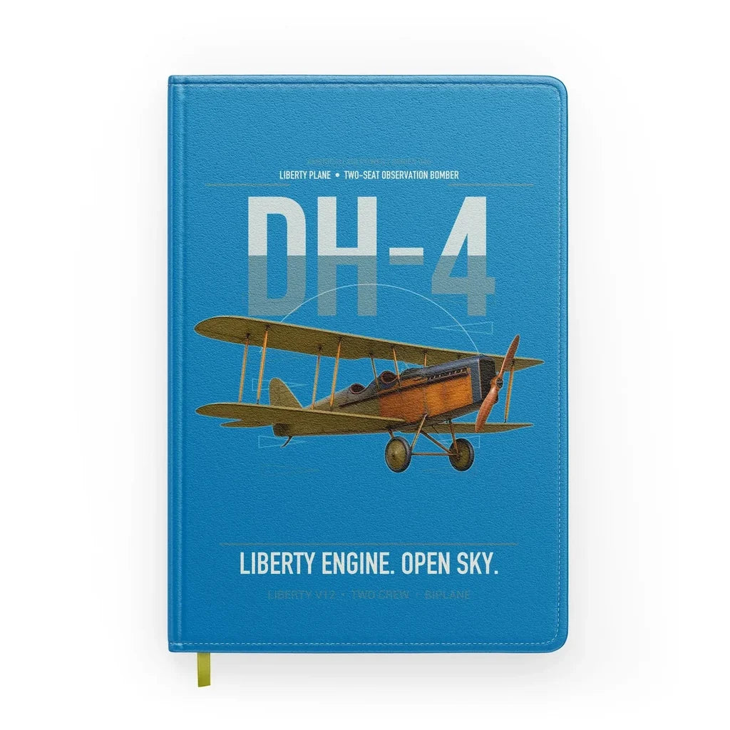 Airco DH-4 Liberty Plane design on turquoise notebook