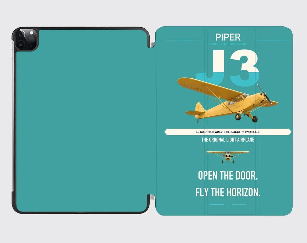 Piper J-3 Cub design on turquoise ipad tablet case