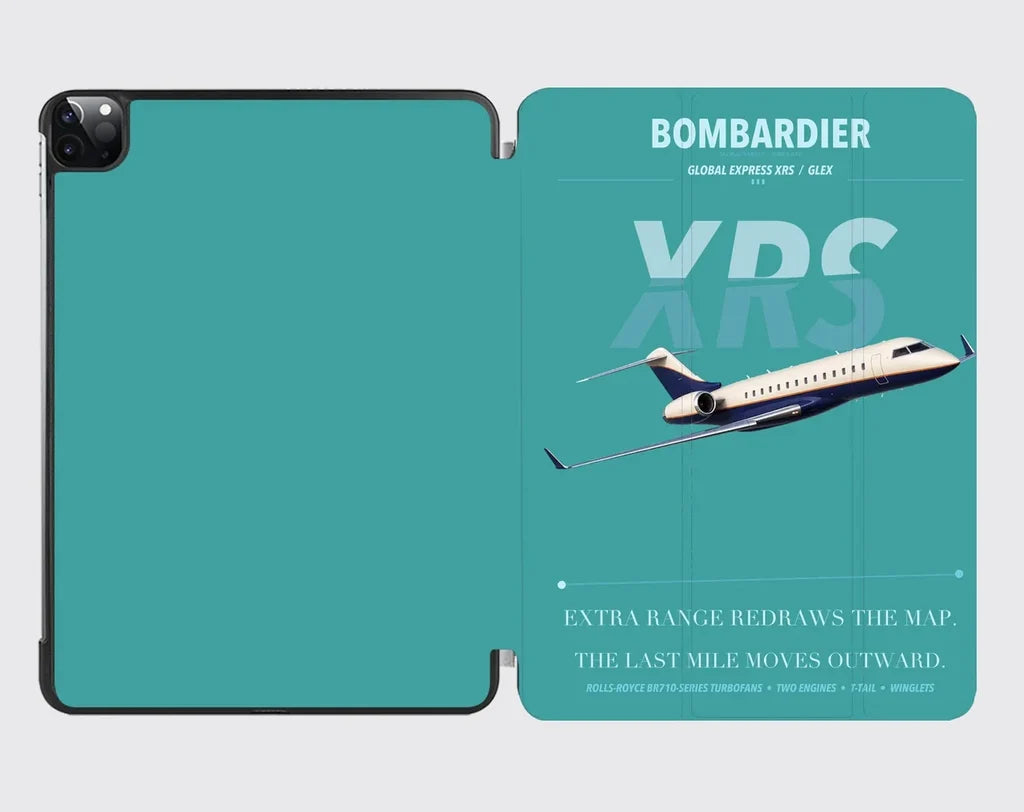 Bombardier Global Express XRS design on turquoise ipad tablet case