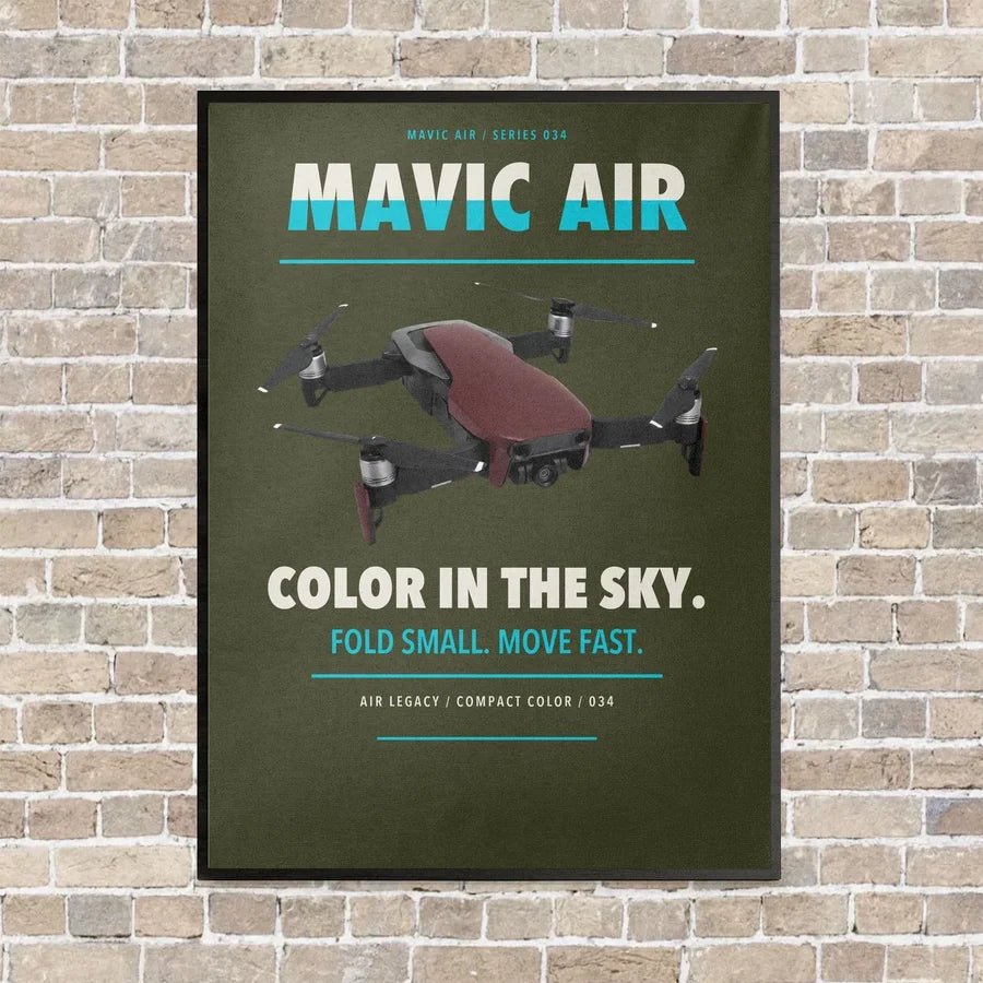 DJI Mavic Air vertical canvas print - framed - green army background