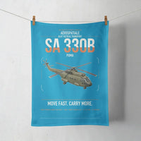 Thumbnail for Aérospatiale SA 330B Puma design on turquoise towel