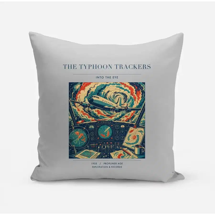VINTAGE G4091 - The Typhoon Trackers - Designed Pillows design on lightgray