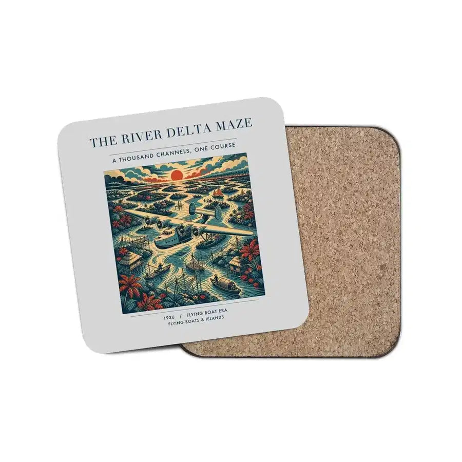 The River Delta Maze - Designed Coasters design on light gray 1-piece