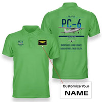 Thumbnail for Pilatus PC-6 Porter design on light green+name double-side polo t-shirt, double-side print