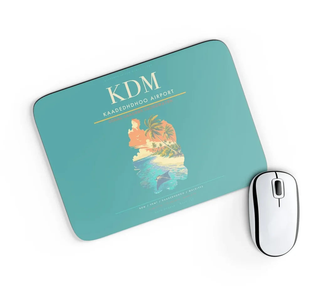 Kaadedhdhoo Airport (KDM) design on turquoise rectangle mouse pad