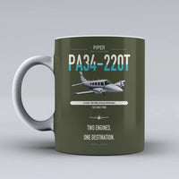 Thumbnail for Piper PA-34-220T Seneca V design on green army ceramic mug, double-side print