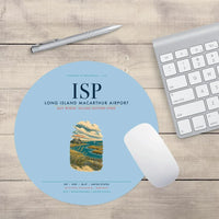 Thumbnail for Long Island MacArthur Airport (ISP) design on light blue round mouse pad