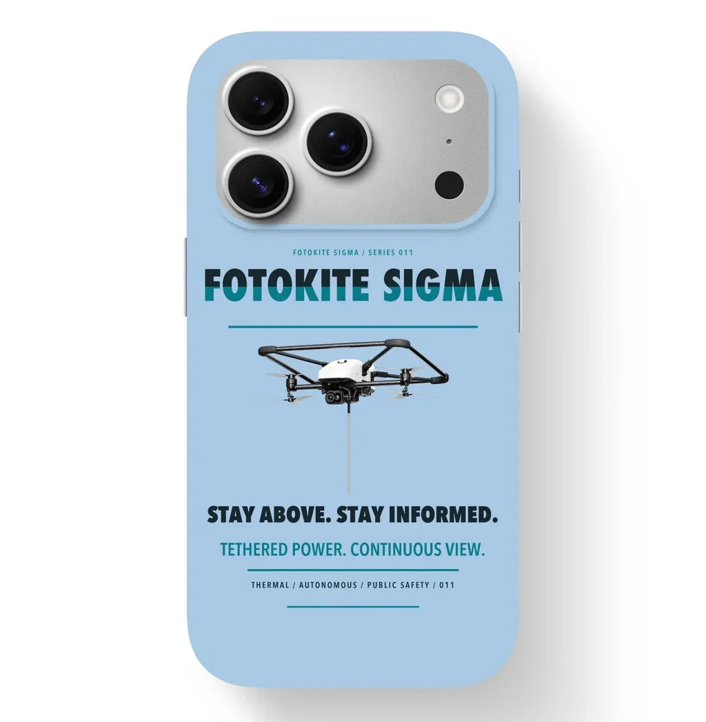 Fotokite Sigma Case design on light blue iphone case