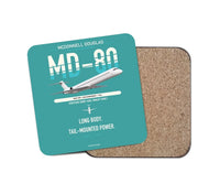 Thumbnail for McDonnell Douglas MD-80 design on turquoise 1 piece coaster