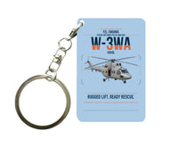 Thumbnail for PZL-Świdnik W-3WA Sokół design on light blue designed key chain, double-side print