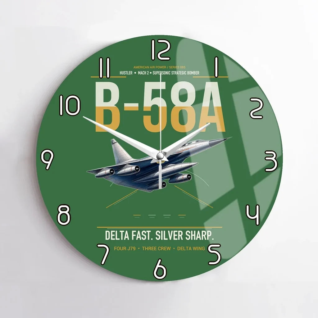 B-58A Hustler design on green no frame wall clock