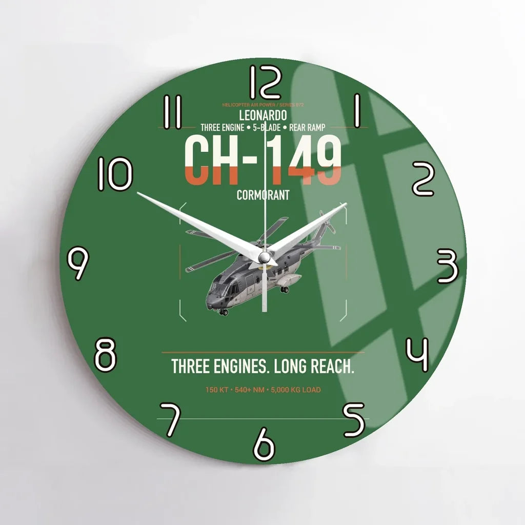 Leonardo CH-149 Cormorant design on green no frame wall clock