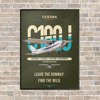 Thumbnail for Cessna 180J Skywagon vertical canvas print - framed - green army background
