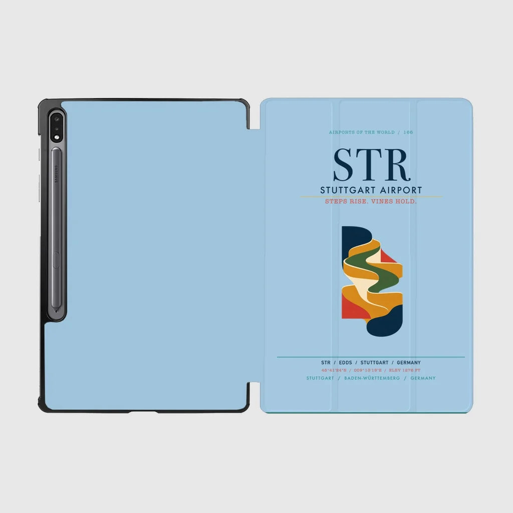Stuttgart Airport (STR) design on light blue samsung tablet tablet case