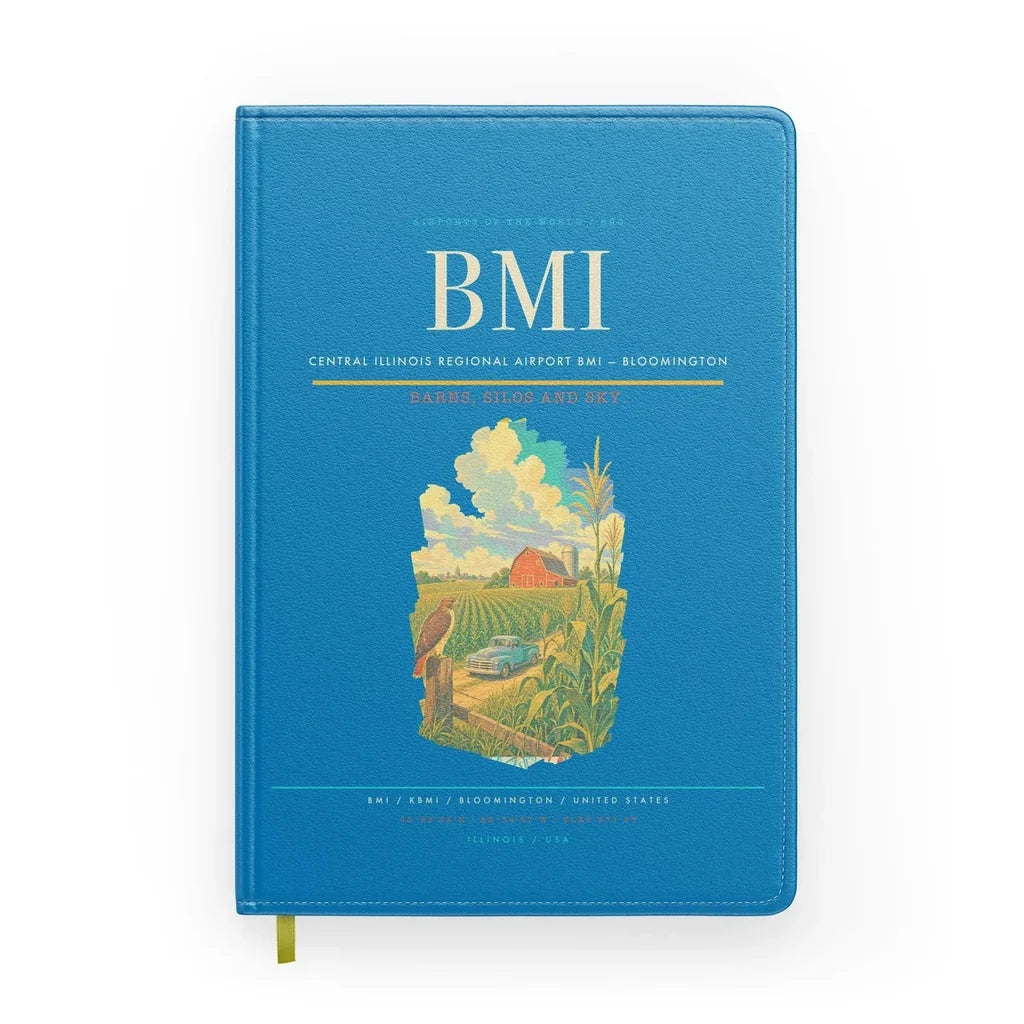 Central Illinois Regional Airport (BMI) design on turquoise notebook