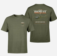 Thumbnail for Westland Gazelle AH1 design on green army t-shirt, double-side print