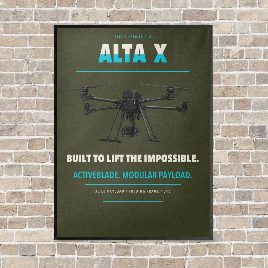 Freefly Alta X vertical canvas print - framed - green army background
