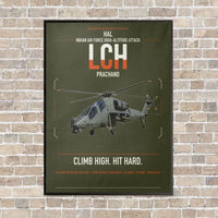 Thumbnail for HAL LCH Prachand vertical canvas print - framed - green army background