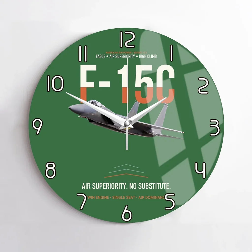F-15C Eagle Air Superiority No Substitute design on green no frame wall clock