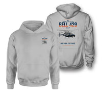 Thumbnail for Bell 429 design on light gray double-side hoodie, double-side print