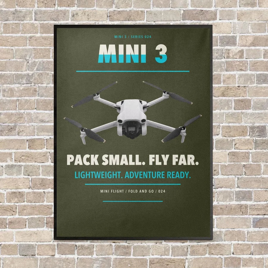 DJI Mini 3 vertical canvas print - framed - green army background