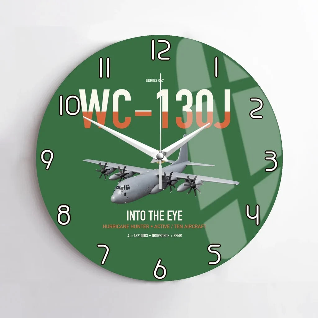 WC-130J Hurricane Hunter design on green no frame wall clock