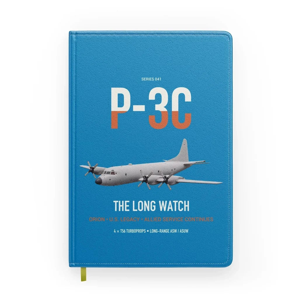 P-3C Orion design on turquoise notebook