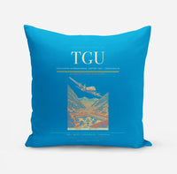 Thumbnail for Toncontín International Airport (TGU) design on turquoise pillow