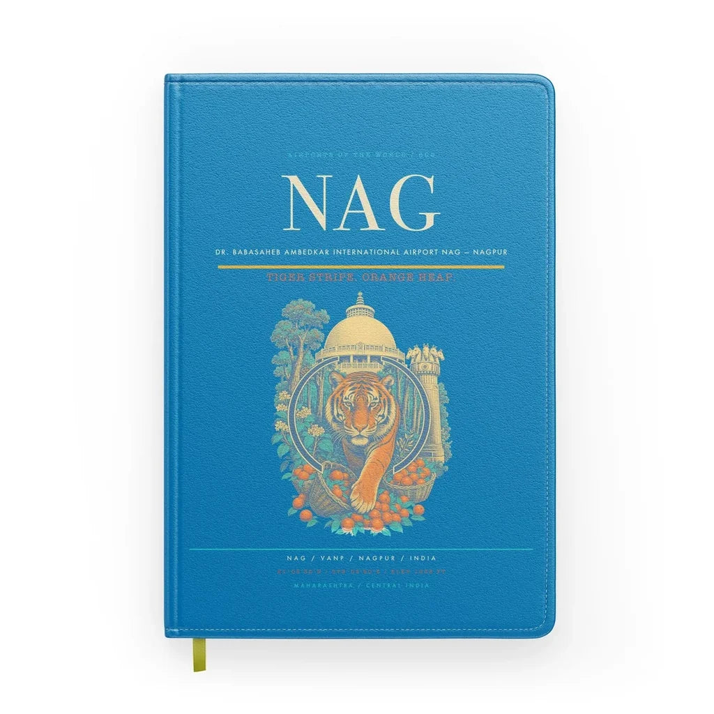 Dr. Babasaheb Ambedkar International Airport (NAG) design on turquoise notebook