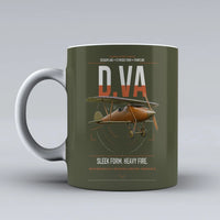 Thumbnail for Albatros D.Va design on green army ceramic mug, double-side print
