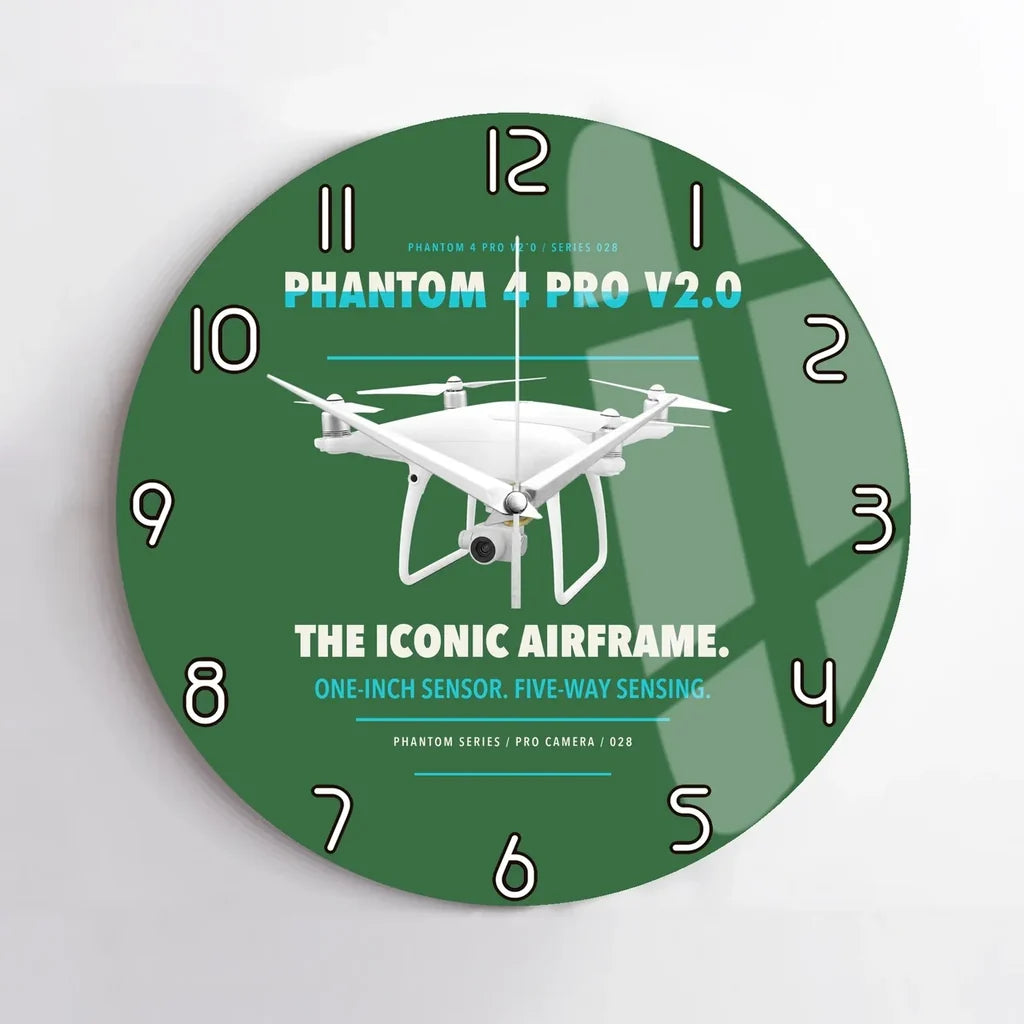 DJI Phantom 4 Pro V2.0 design on green no frame wall clock