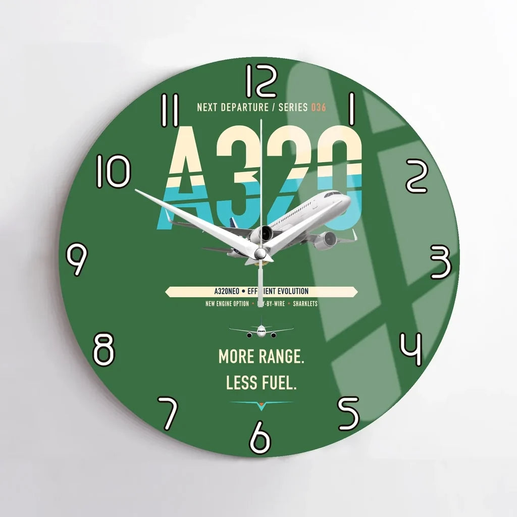 Airbus A320neo design on green no frame wall clock