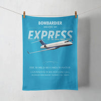 Thumbnail for Bombardier Global Express design on turquoise towel