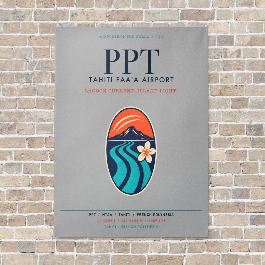 Tahiti Faa'a Airport PPT vertical canvas print - no frame - light gray background