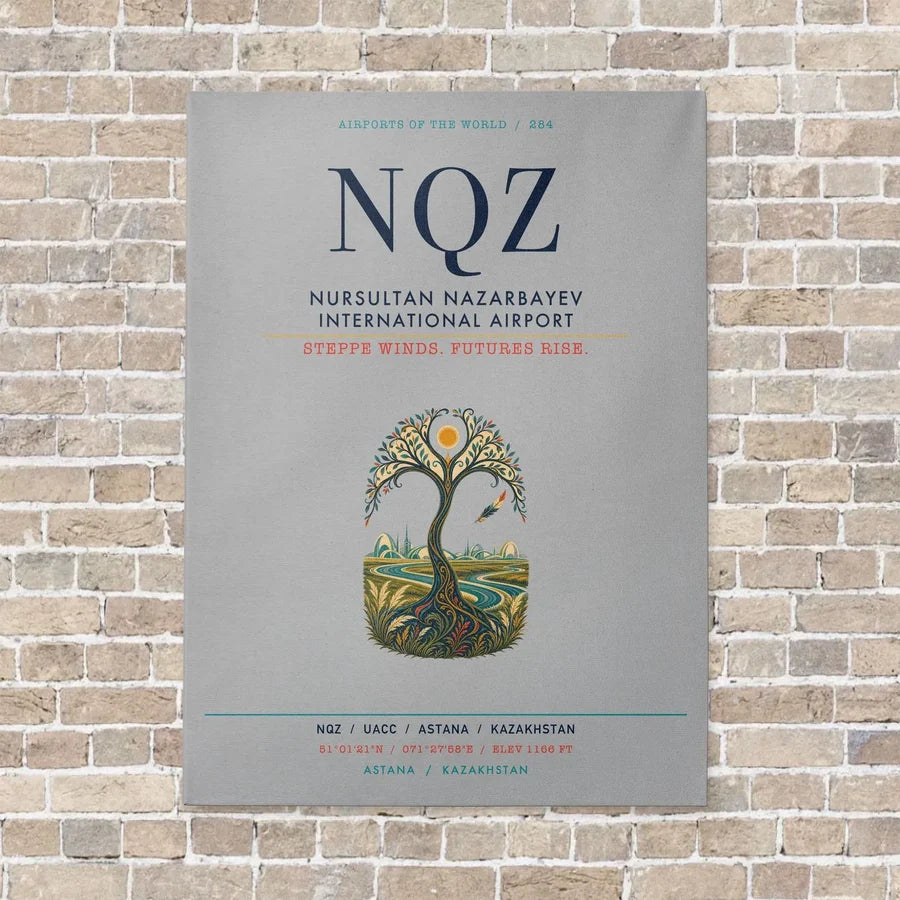 Nursultan Nazarbayev International Airport Astana NQZ vertical canvas print - no frame - light gray background