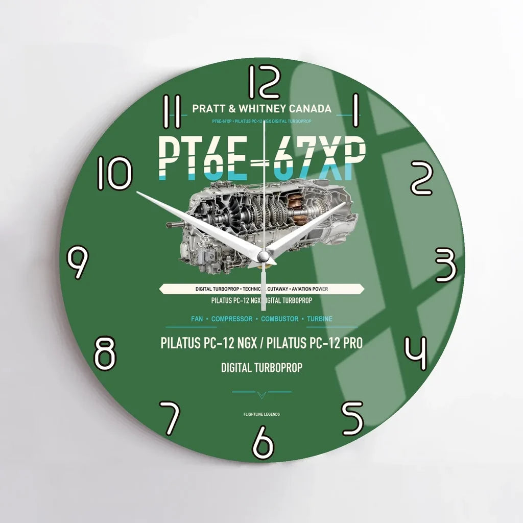 PT6E-67XP design on green no frame wall clock